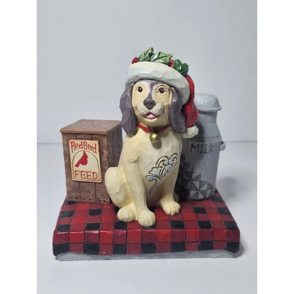 Jim Shore Country Living Festive Farmhouse Friend Dog Milk Pail Figurine 6011743
